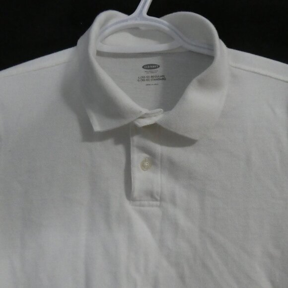 OLD NAVY | large (10-12) regular | Classic White Short Sleeve Polo Shirt - Picture 4 of 12